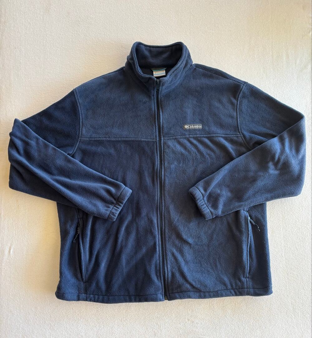 Columbia Full Zip Fleece Jacket Men’s 2XL Navy Blue Outdoors Warm Fall